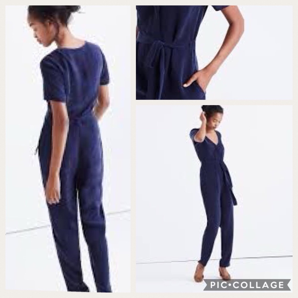 Madewell Matinee Tie Jumpsuit in Blue